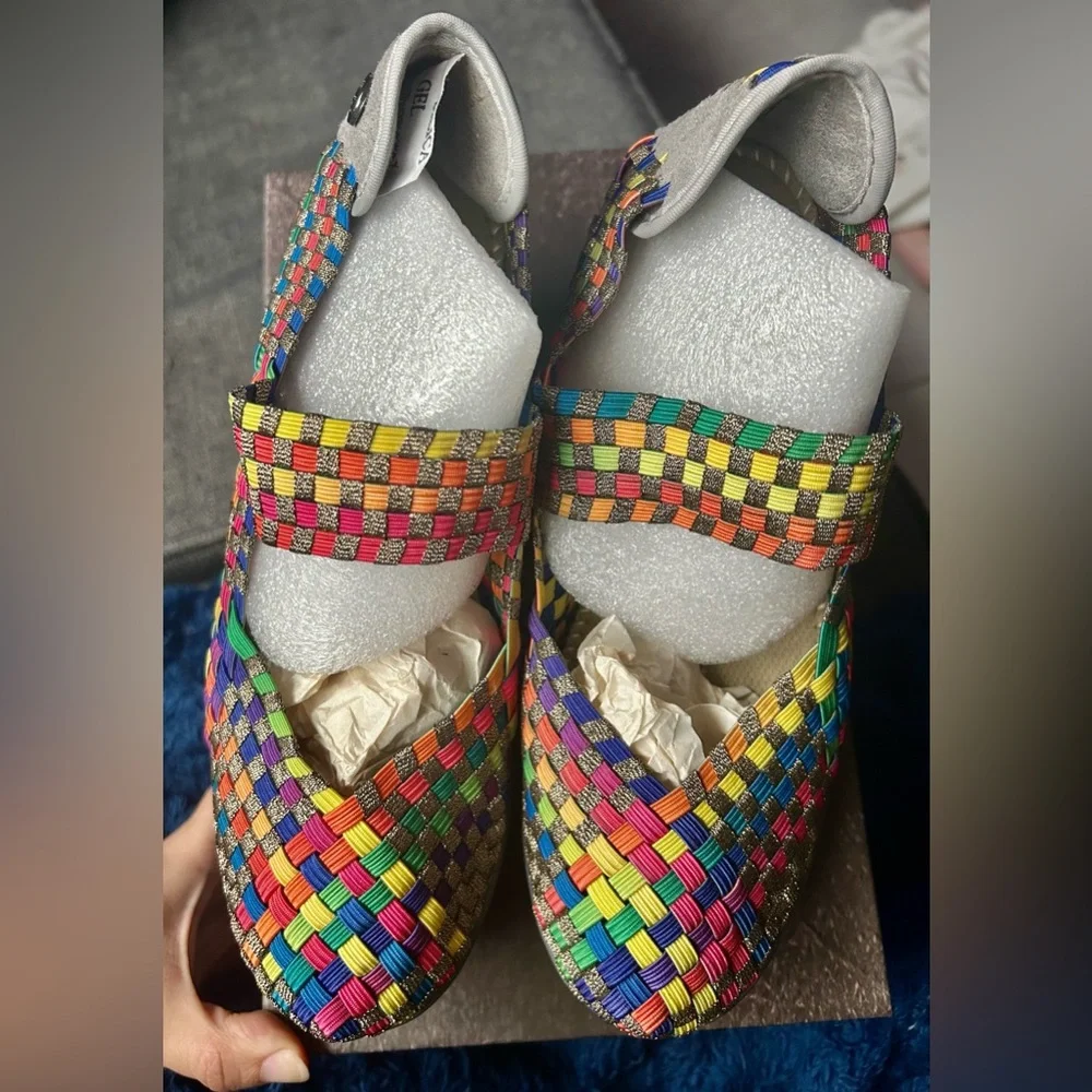 Bernie Mev Lulia Multicolor Woven Comfort Wedge Shoes 37